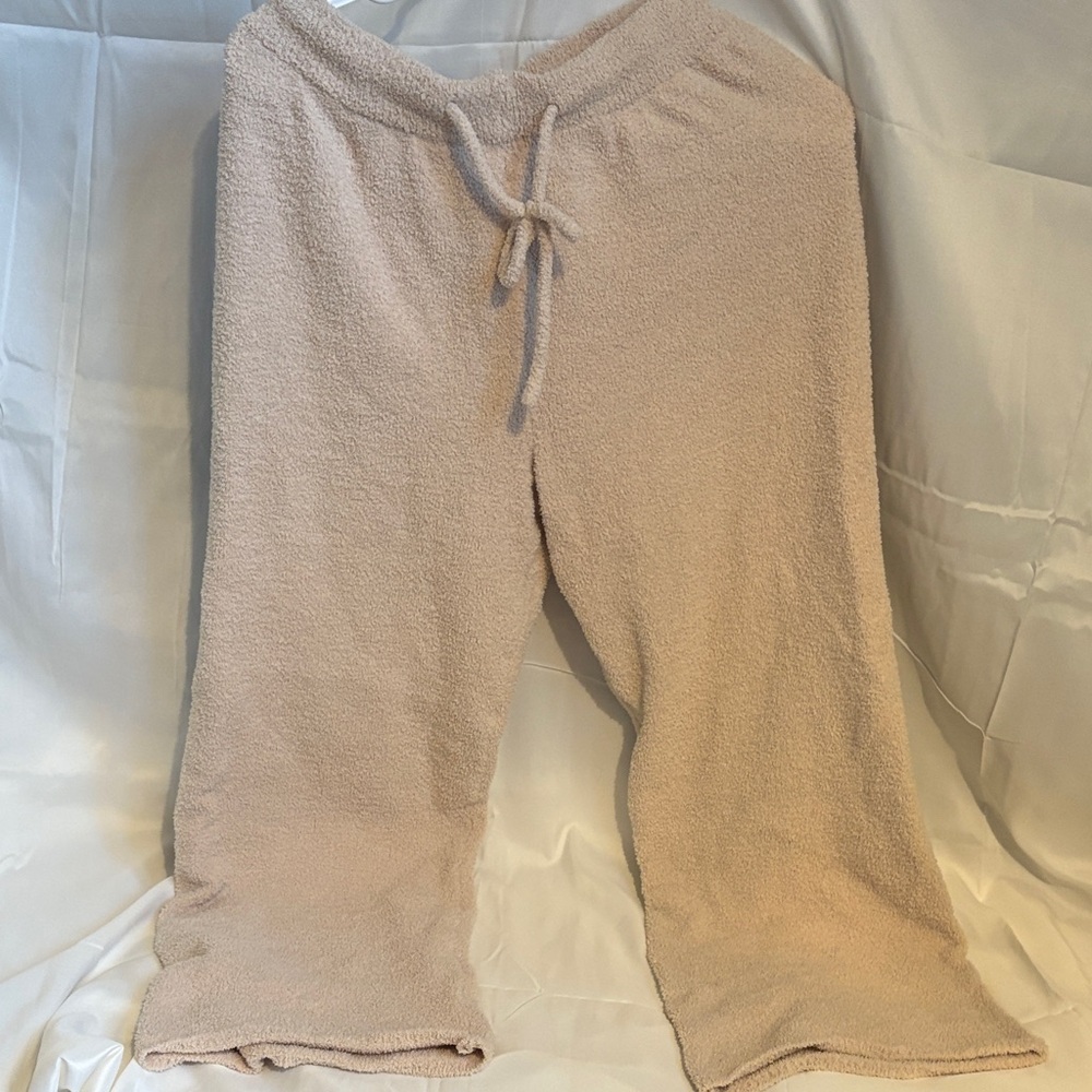 Cozy Wide Leg Lounge Pants And Crewneck in Tan